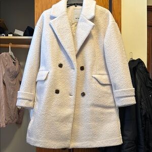 NVLT Cream Pea Coat with Textured Finish